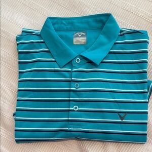 Callaway Men's Blue Striped Golf-Polo Shirt